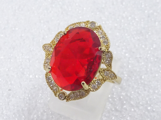 JAPANESE KIMONO / ANTIQUE COLORED STONE RING (SIZE 16)